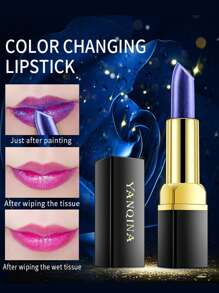 YANQINA Blue Magic Lipstick, Shimmer Color Changing Lipstick(Blue Changed Into Pink), Natural Moisturizing Lip Balm Long Lasting Rendering Labiales Magicos Nutritious Lipstick For Women (Blue) Temperature Gradient Color Lip Balm Y2K - 藍色 - 查看 4