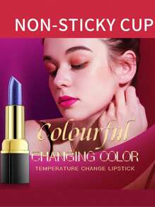 YANQINA Blue Magic Lipstick, Shimmer Color Changing Lipstick(Blue Changed Into Pink), Natural Moisturizing Lip Balm Long Lasting Rendering Labiales Magicos Nutritious Lipstick For Women (Blue) Temperature Gradient Color Lip Balm Y2K - 藍色 - 查看 2