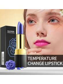 YANQINA Blue Magic Lipstick, Shimmer Color Changing Lipstick(Blue Changed Into Pink), Natural Moisturizing Lip Balm Long Lasting Rendering Labiales Magicos Nutritious Lipstick For Women (Blue) Temperature Gradient Color Lip Balm Y2K - 藍色 - 查看 3