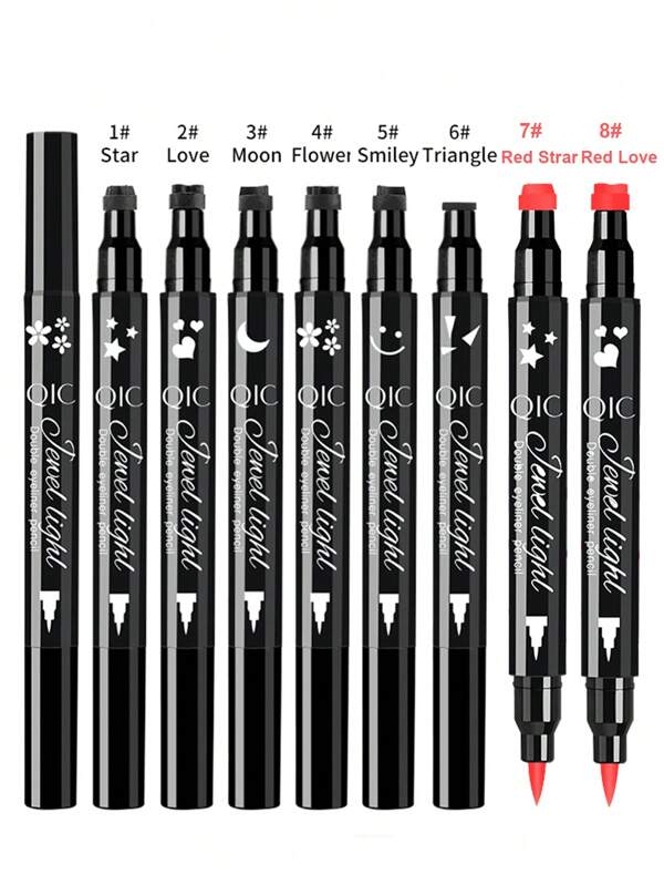 Double Ended Eyeliner Stamp Pen, Liquid Red Eyeliner Seal Pen, Heart