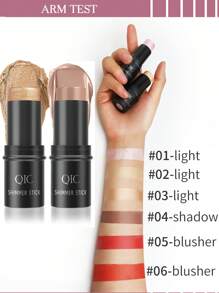 QIC 奶油輪廓棒，帶有螢光筆、古銅色和腮紅的色調，不油膩且防水的面部輪廓筆，易於塑造臉部並打造輕盈的妝容，淺色中號 - 粉色 - 查看 1