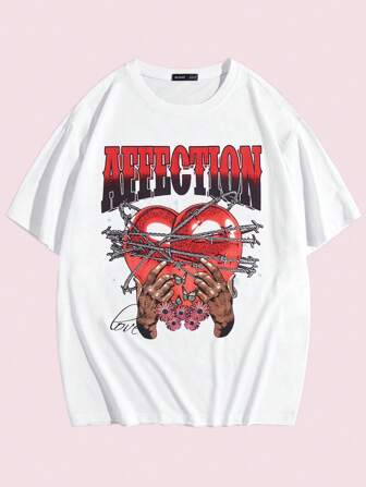 Studio Chunk Camiseta De Para Hombre Con Impresión De Letras Y Corazones