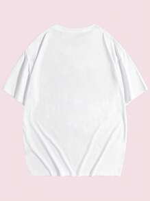 Studio Chunk ROMWE MEN Men Cotton Letter & Heart Print Tee - White - View 2