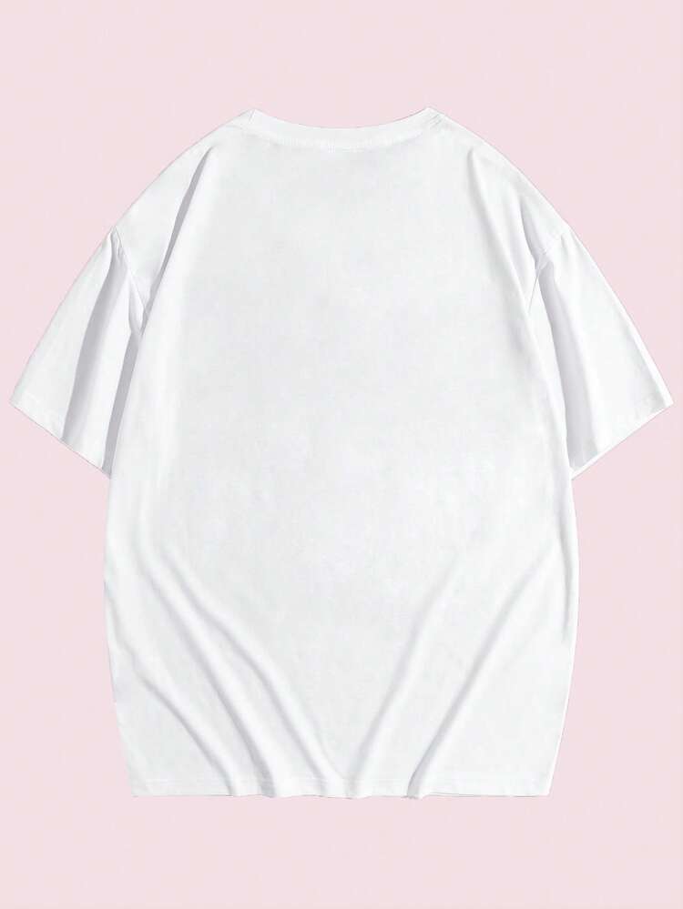 Men Cotton Letter & Heart Print Tee