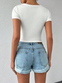 Cottnline Butterfly & Slogan Graphic Crop Tee - White - View 2