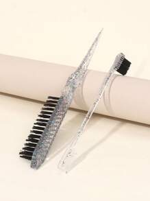 Rat Tail Comb, 3Pcs Glitter Hair Styling Comb Set Pointed Tail Comb & Dual-Ended Edge Control Brush Loose Powder Fluffy Styling Comb Set Hair Brush, Hair Brush, Comb, Hair Tools, Hair Products And Accessories For Barber Salon Beauty Travel Essentials, Back To School, Travel Holiday Essentials, Hair Accessories For Women, Brush, Hair Brushes, Hair Brush, Detangling Brush, Hair Brush, Wooden Comb, Hair Brush, Mini Hair Brush, Detangling Brush, Hair Brushes, Curly Hair Brush, Hairdressing Equipment,Travel Essentials,Hairstyle,Hairdressing,Hair Brush,Slick Back Brush,Styling Brush,Curly Hair Brush,Edge Brush,Hair Comb,Brush Hair,Hair Brush Set,Comb Hair,Comb For Curls,Detangling Brush,Hair Brush For Women,Hair,Travel,Hair Products,Hair Tools,Hair Stuff,Barber,Barber Accessories,Barbershop,Hairdressing Equipment - Multicolor - View 3