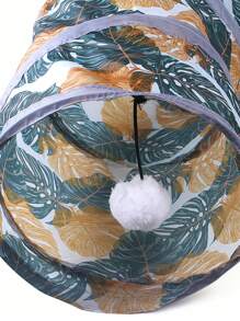 1pc Foldable Leaf Print Cat Tunnel For Cat For Play - Multicolor - View 2