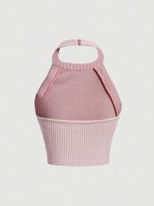 SHEIN MOD Top halter con diseño de botón - Rosa Pálido - Ver 2