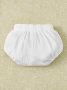SHEIN Newborn Baby Button Detail Shorts - White - View 2