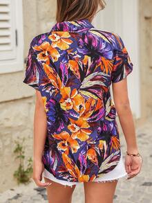 Tropical Print Button Up Shirt - 彩色 - 查看 2