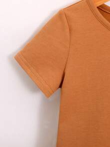 SHEIN 男嬰表情圖案T恤和短褲 - 橘色 - 查看 7