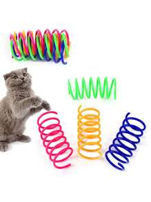 4 piezas Juguete para gato resorte diseño de color al azar para gato para jugar - Multicolor - Ver 1