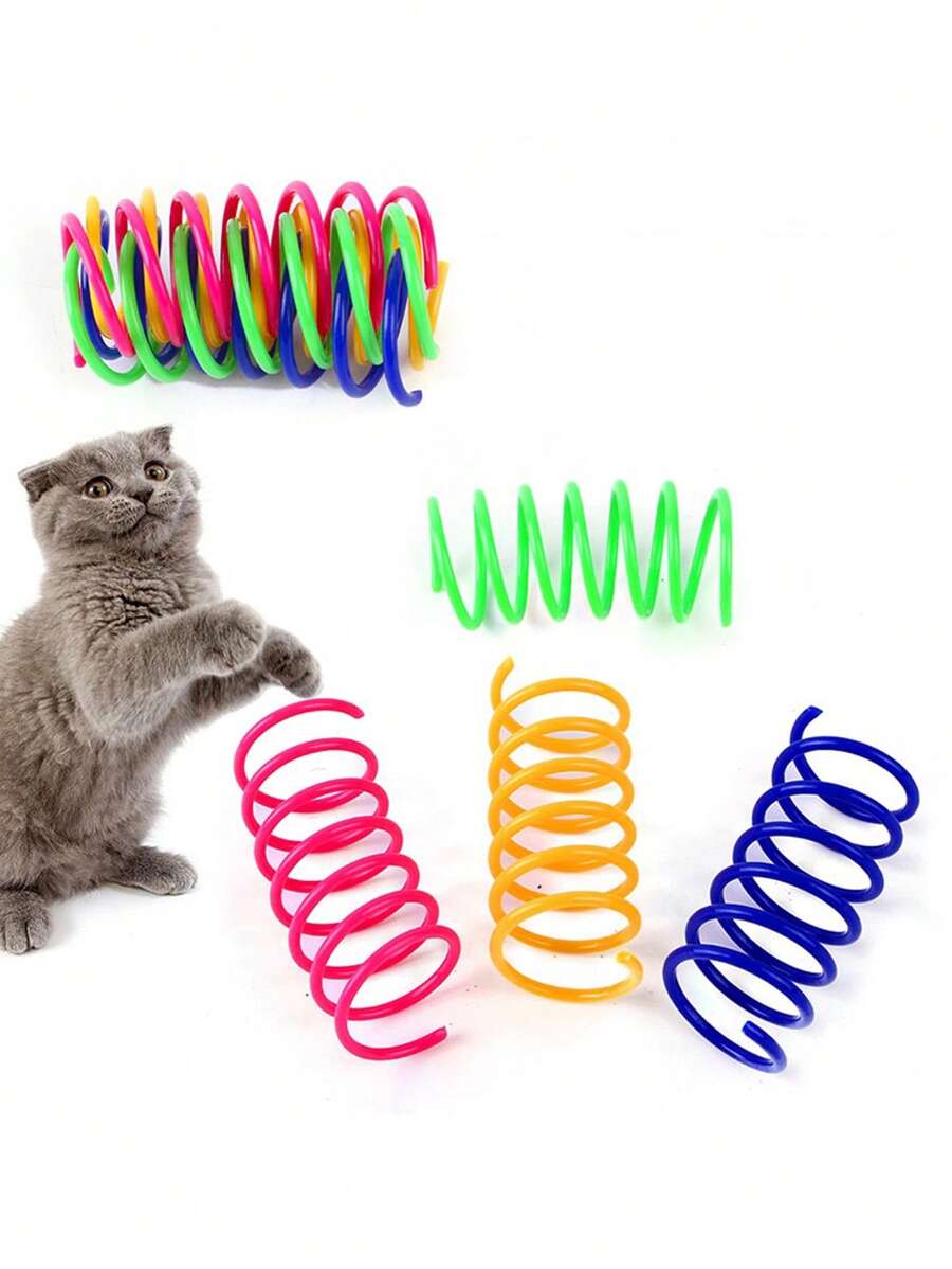 4 piezas Juguete para gato resorte diseño de color al azar para gato para jugar - Multicolor - Ver 1