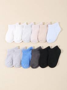 12pairs Baby Solid Ankle Socks For Daily Life - Multicolor - View 3