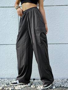 腰部抽繩翻蓋口袋工裝褲