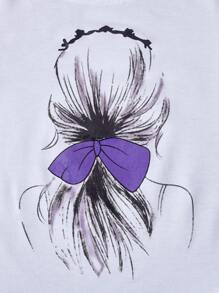 SHEIN 休閒口袋人像女童兩件套 - 彩色 - 查看 3