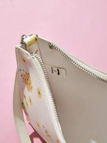 SHEIN X MOLANG Flower Decor Bag Medium Zipper - Yellow - View 5