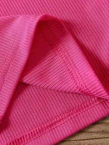 SHEIN 小女童荷葉邊後鎖孔背心上衣 - 玫紅色 - 查看 6