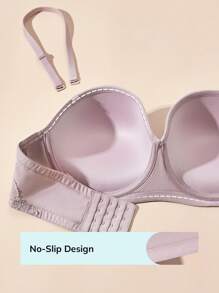 LUVLETTE Plus Sexy Lingerie Strapless Push-Up Lace Bra - Mauve Purple - View 5