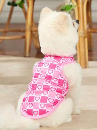 CourtneyGrabenShop Artist Girlcore 1pc Heart Print Pet Tank For Dog And Cat For Summer & Spring