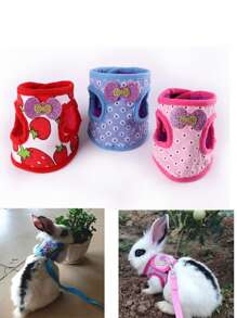 1 pieza con estampado de dibujos animados conejo arnés con 1 pieza correa para pequeño animal para exterior