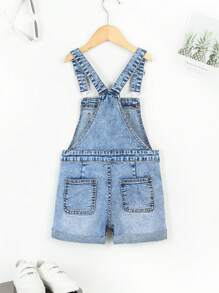 Short de peto vaquero desgastado para niñas preadolescentes, estilo callejero y casual para el verano y la escuela