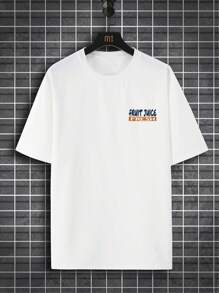 Manfinity Hypemode 男士字母圖案T恤 - 白色 - 查看 4