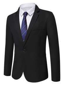 Manfinity 單釦西裝外套 - 黑色 - 查看 1