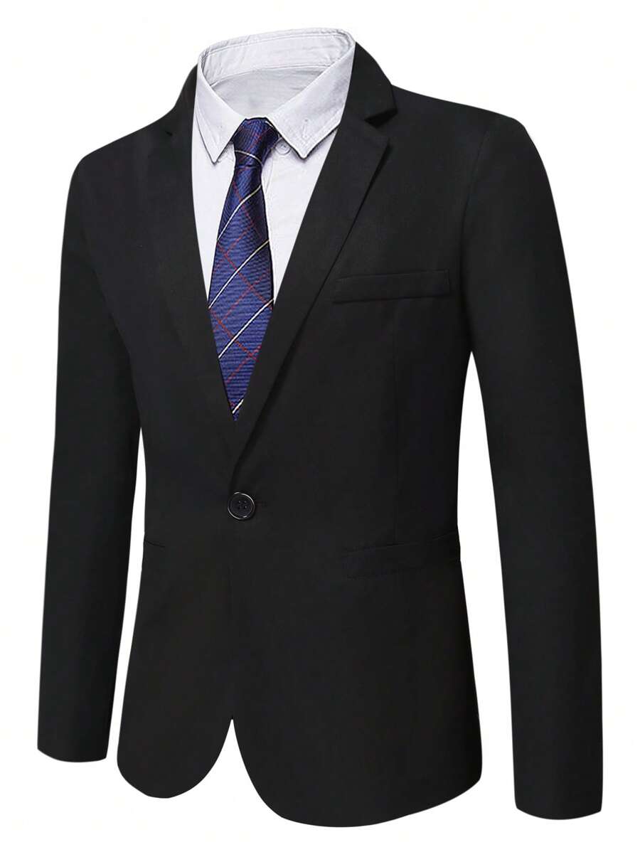 Manfinity 單釦西裝外套 - 黑色 - 查看 1