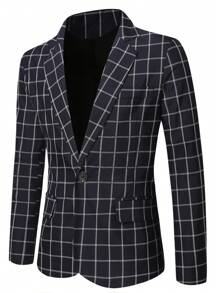 Manfinity Homme Áo cộc tay Nam Sọc ca rô Công việc - Màu xanh hải quân - Xem 1