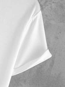 Manfinity Homme 男士字母圖案T恤和腰部抽繩衛褲 - 白色 - 查看 4