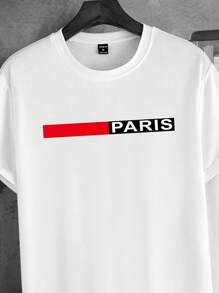 Manfinity Homme 男士字母圖案T恤和腰部抽繩衛褲 - 白色 - 查看 7