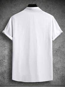 Manfinity Homme Men Solid Button Up Shirt, Men White Top, Men White Shirt, Slim Fit White Shirt, White Short Sleeve Shirt