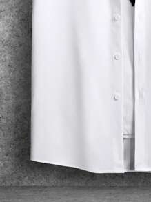 Manfinity Homme Men Solid Button Up Shirt, Men White Top, Men White Shirt, Slim Fit White Shirt, White Short Sleeve Shirt