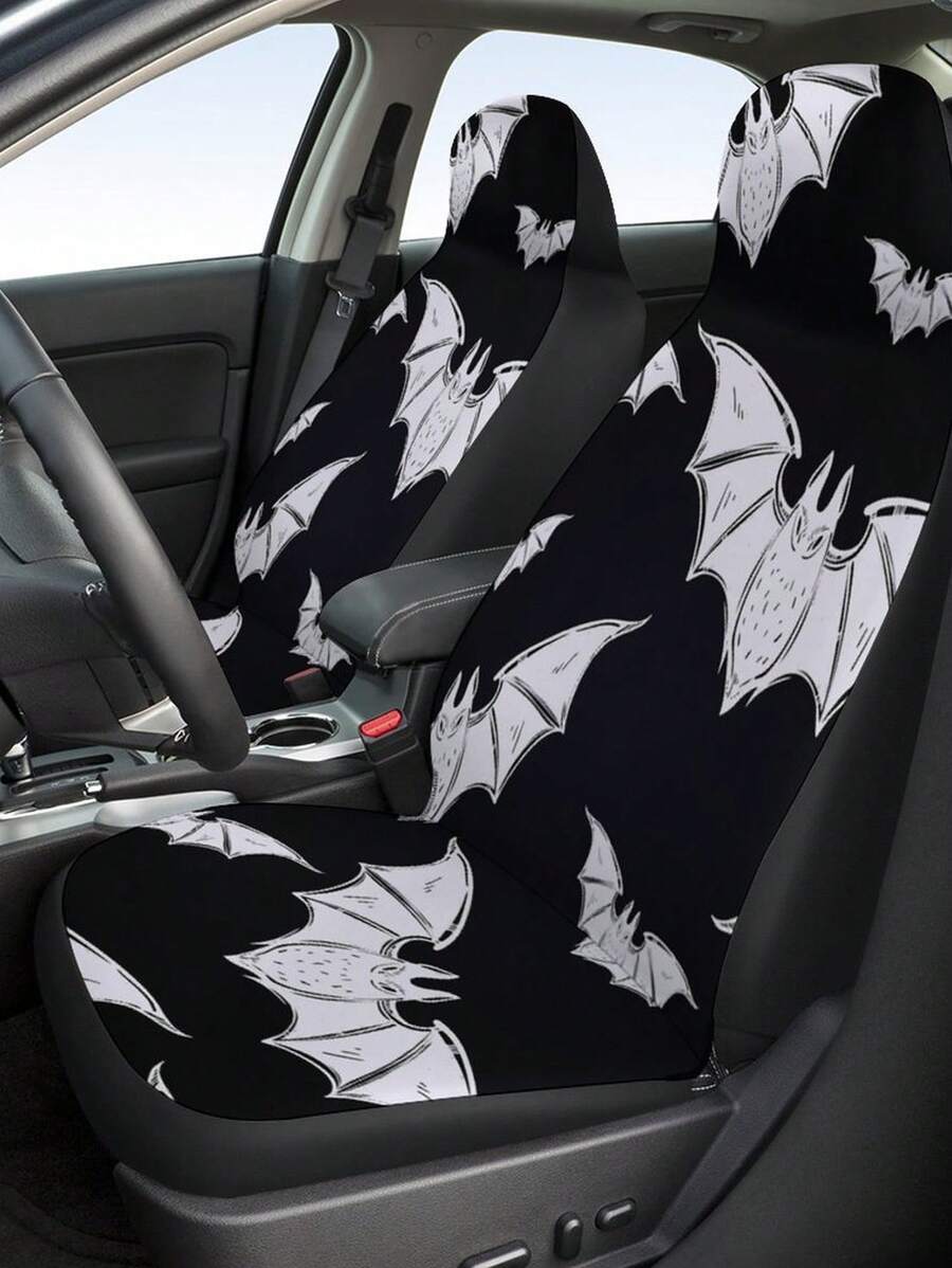 1pc Bat Pattern Car Front Seat Cushion - Multicolor - View 1