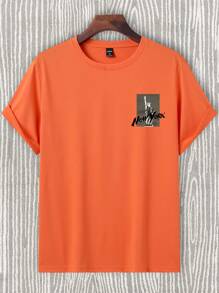 Manfinity LEGND Men Slogan Graphic Tee - Burnt Orange - View 2