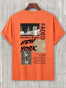 Manfinity LEGND Men Slogan Graphic Tee - Burnt Orange - View 3