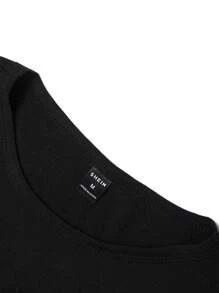 Manfinity Homme Men Letter Graphic Contrast Trim Tee - Black - View 4