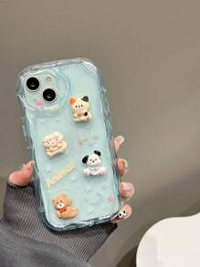 卡通狗貓裝飾防摔手機殼相容於 iPhone15/15Plus/15Pro/15Promax - 彩色 - 查看 3