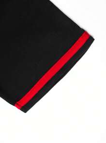 Manfinity Homme Men Letter Graphic Contrast Trim Tee - Black - View 8