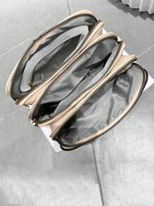 Yogodlns Litchi Embossed Square Bag Apricot Adjustable Strap For Daily - Apricot - View 2