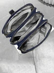 Yogodlns 时尚、简约、休闲、三层贝壳挎包女士小手提包时尚单肩斜挎包，母亲节礼物送给妈妈 - 藏蓝色 - 查看 2