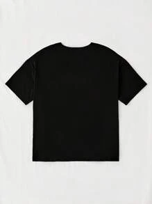 SHEIN Essnce Áo thun Plus size Lá thư Giải trí - màu đen - Xem 2