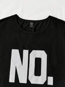 SHEIN Essnce Áo thun Plus size Lá thư Giải trí - màu đen - Xem 5