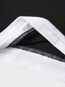 ROMWE MEN Goth Nam 2 trong 1 Slogan Áo thun họa tiết hoạt hình, trường học - màu đen - Xem 6