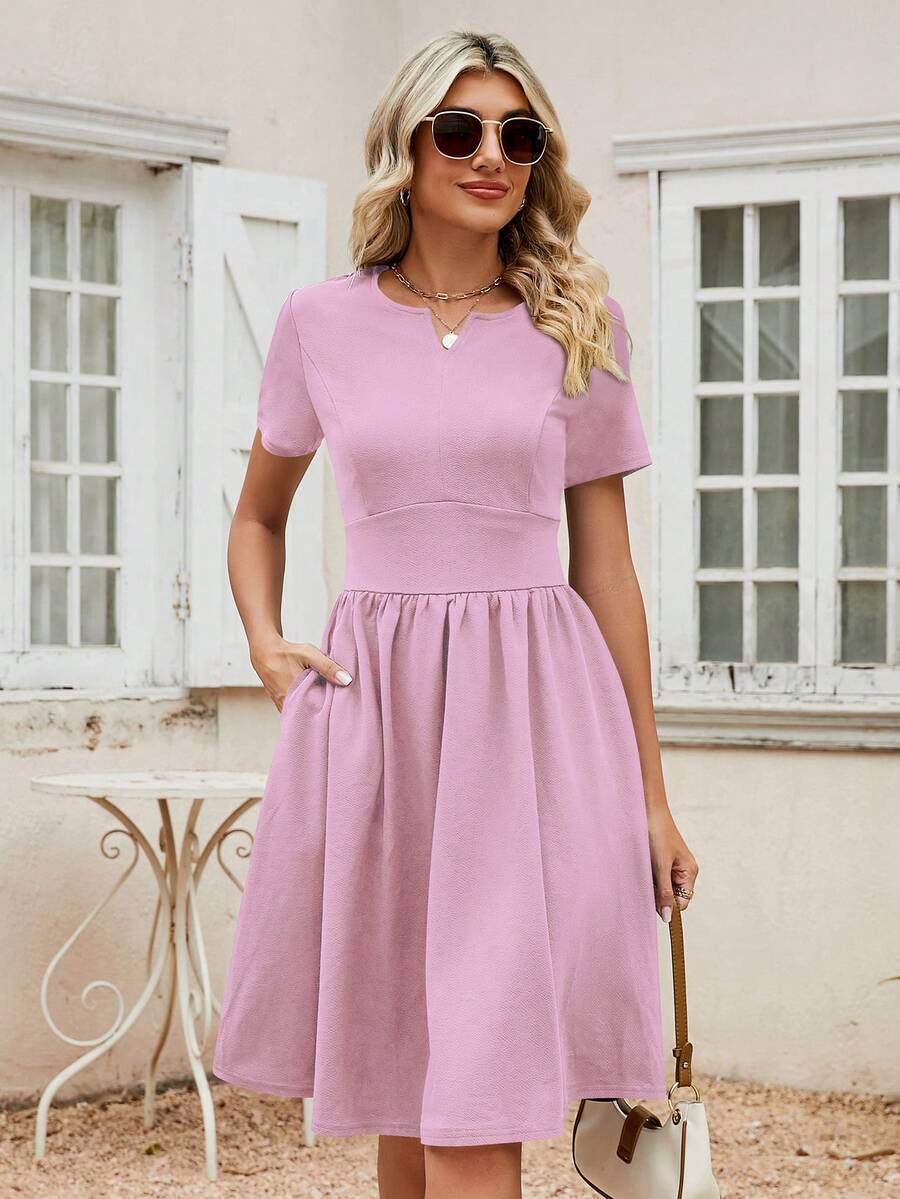 Đầm Túi Dây kéo màu trơn Giải trí - Bụi hồng - Xem 1