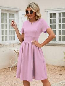 Đầm Túi Dây kéo màu trơn Giải trí - Bụi hồng - Xem 3