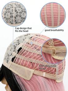 Pelucas sintéticas resistentes al calor cabello liso, pelucas con flequillo negro, marrón, destacados rosa de 22 pulgadas, pelucas elegantes asequibles de uso diario para mujer - Multicolor - Ver 8