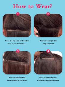 24 Inch Synthetic Wavy Clip-in Hair Extension, Heat-resistant Fiber Extension With 4 Clips, 1pc - Black - View 5