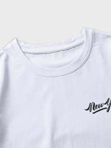 ROMWE MEN Street Life Áo thun nam họa tiết chữ Y2k, trường học - trắng - Xem 5